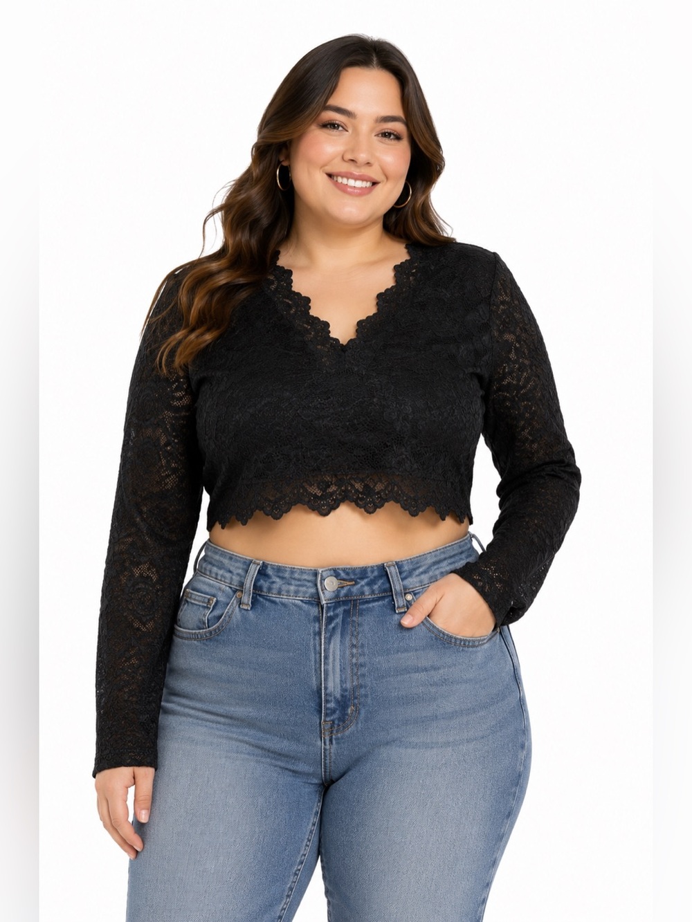 NWT Floral Lace Goth Crop Top Shapewear (Black) Size Large